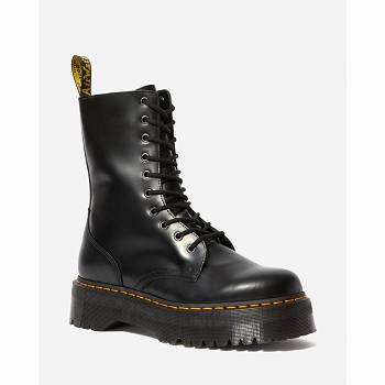 Dr Martens Jadon Hi Smooth Kožené - Cierne Cizmy na Platforme Damske, D351SK